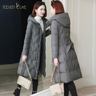 羽绒服女2021新款冬季保暖白鸭绒外套修身显瘦中长款韩版时尚妈妈