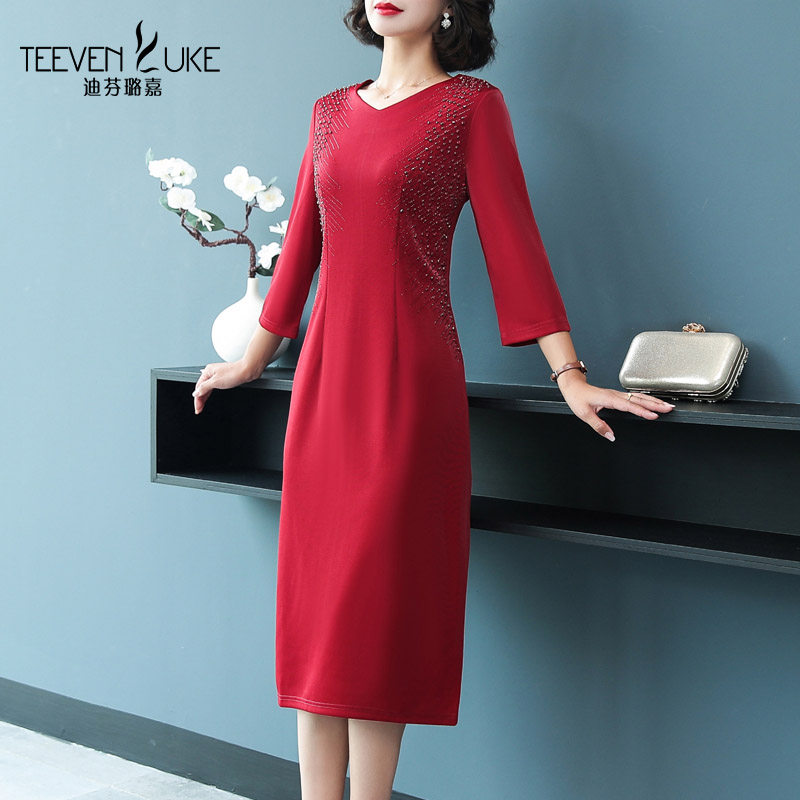 喜婆婆优雅气质婚宴新娘礼服连衣裙女2021秋季新款年轻妈妈敬酒服