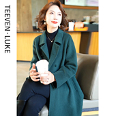 2025秋冬季 新款 流行羊毛双面呢大衣女气质中年妈妈羊毛呢外套显瘦