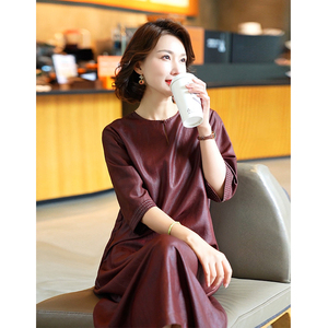 2026年新款香云纱夏季杭州真丝连衣裙桑蚕丝红云纱中年妈妈裙子女