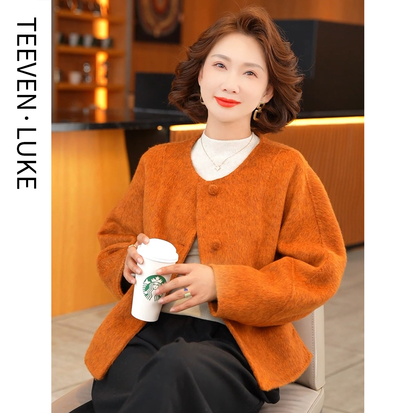 迪芬璐嘉双面呢羊毛大衣女