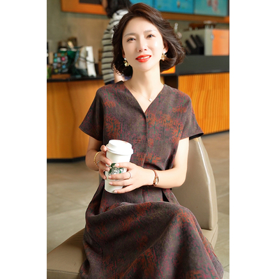 正宗真丝香云纱连衣裙女