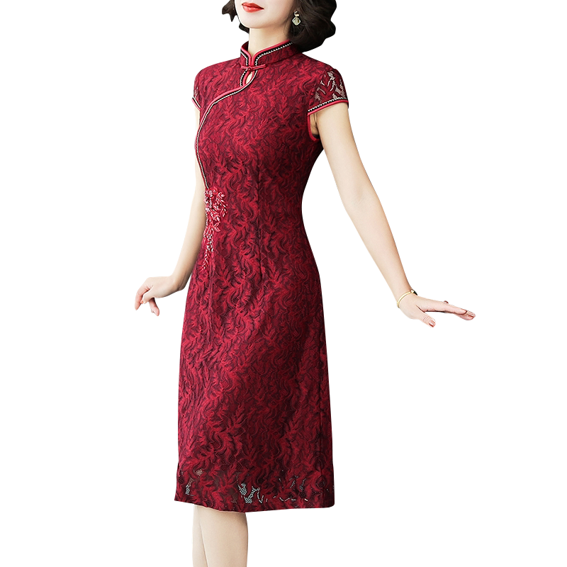 迪芬璐嘉喜婆婆婚宴礼服蕾丝旗袍