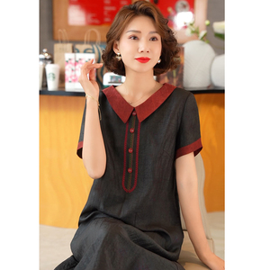 高端香云纱大牌中年复古真丝连衣裙女夏季2026杭州新款桑蚕丝裙子