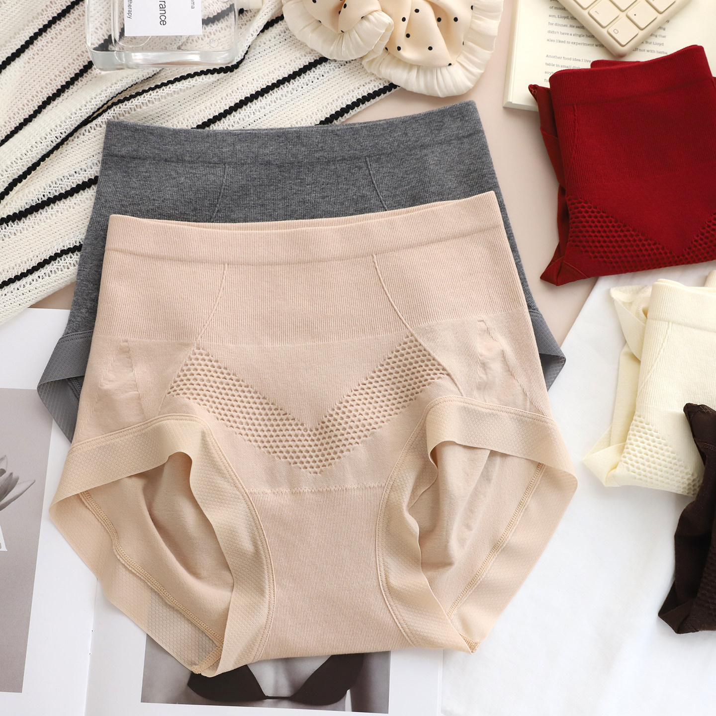 莫代尔棉无缝轻压收腹美体女内裤