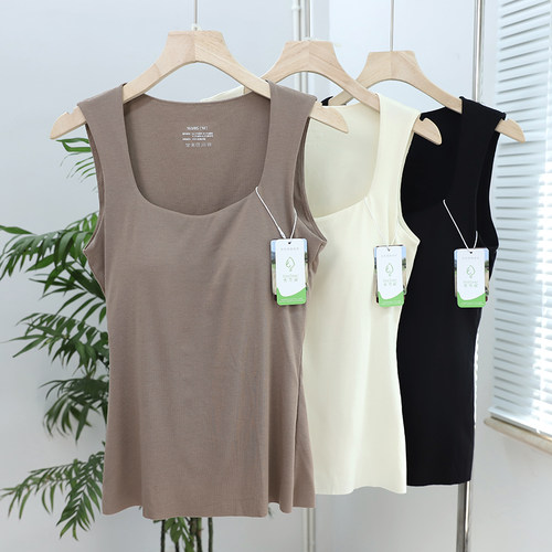 秋冬绵羊毛发热纤维保暖背心带杯