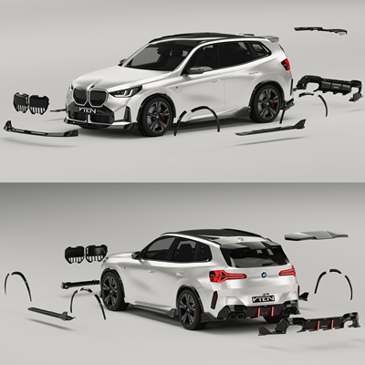 VTEN适用于宝马新X3包围套件中网前后唇侧裙尾翼顶翼方口四出轮眉