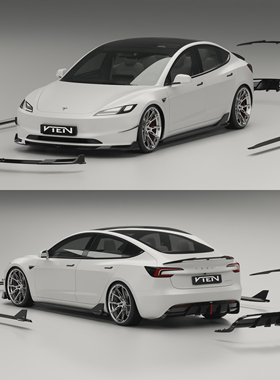 VTEN适用于特斯拉焕新3包围Model3前后唇侧裙风刀尾翼免打孔安装