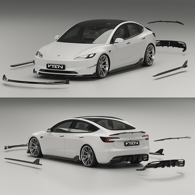 VTEN适用于特斯拉焕新3包围Model3前后唇侧裙风刀尾翼免打孔安装