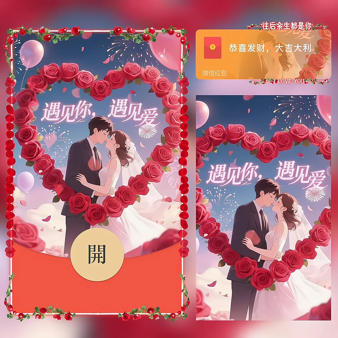 遇见你遇见爱微信红包封面序列号新款异形红包封面动态音乐图片
