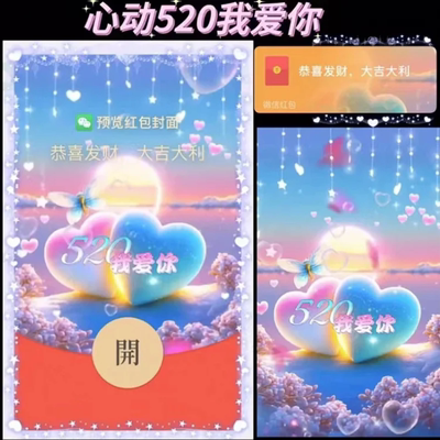 心动520我爱你新版微信红包封面序列号新款异形VX红包封面动态
