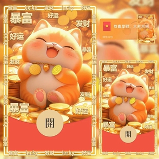 暴富招财猫微信红包封面序列号新款异形vx红包封面动态音乐背景