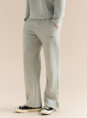 FLYBOY 25秋冬 360G肌理针织复古刺绣logo裤脚拉链运动休闲长裤