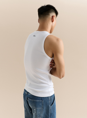 FLYBOY 25秋冬 复古刺绣针织罗纹凉感修身塑形运动训练打底背心