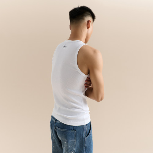 FLYBOY 复古刺绣针织罗纹凉感修身塑形运动训练打底背心