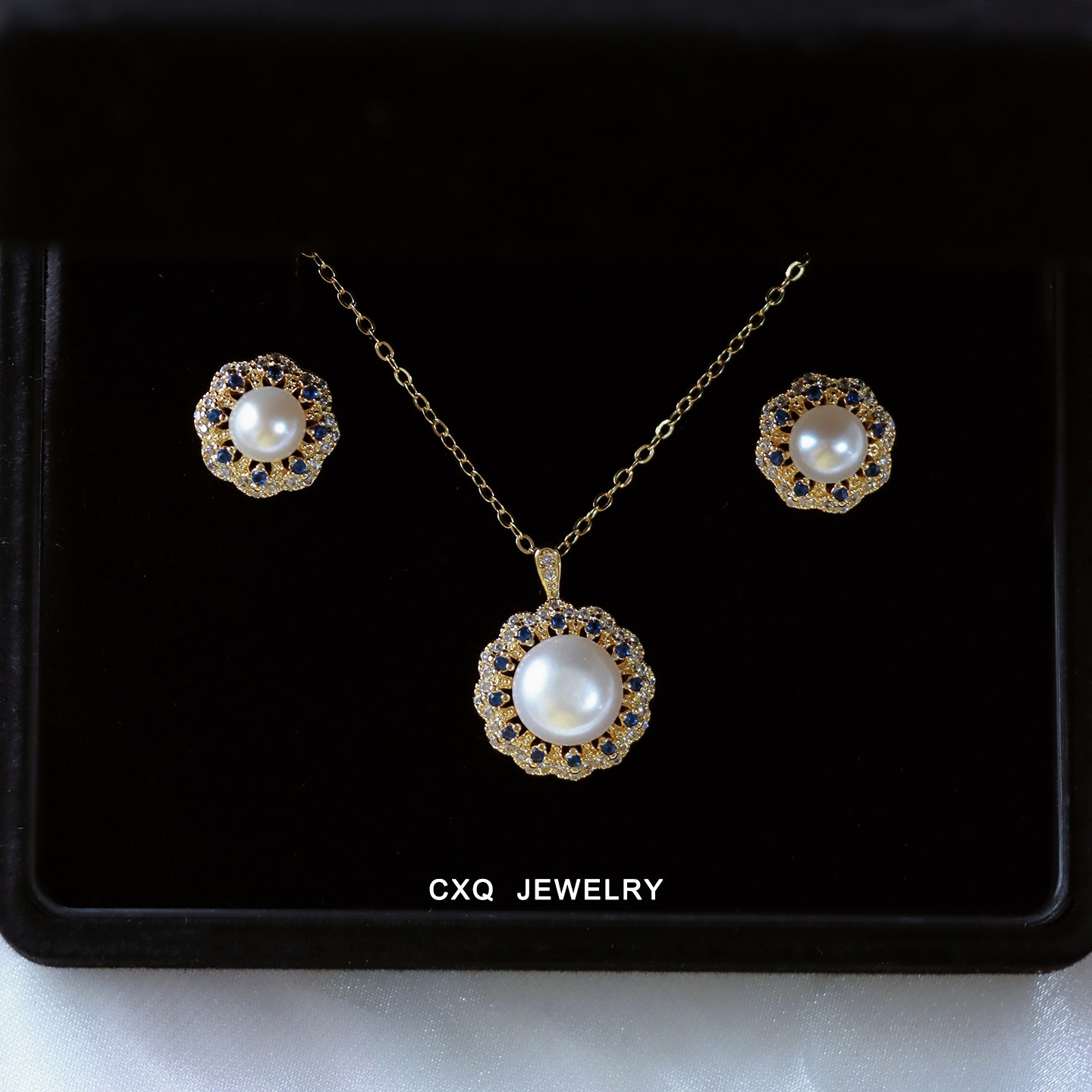 天然珍珠项链耳环套装 复古蓝色耳钉女秋冬高级感耳饰项链吊坠,饰品/流行首饰/时尚饰品新,耳钉,淘宝优惠券,粉丝福利购,淘宝优惠卷