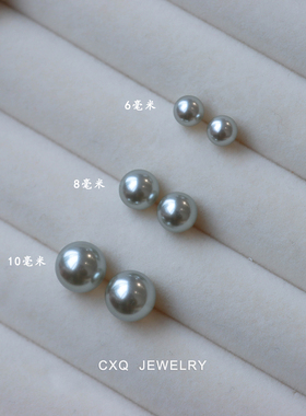 真多麻平替~灰色珍珠耳钉耳饰气质高级大气 蚊香盘耳夹无耳洞女