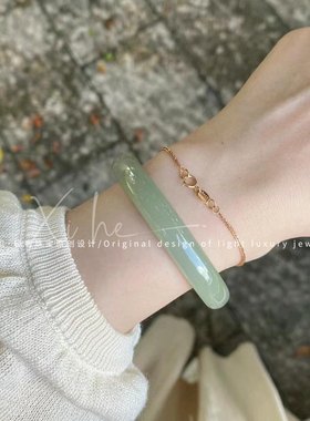 天然玉镯女款和田玉手镯平替绿色东陵玉冰种晴水玉镯子高级感礼物