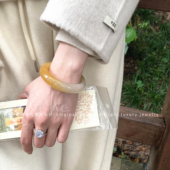 天然黄龙玉手镯女冰种一口糖黄色玉镯女款 玉石翡翠平替本命年礼物