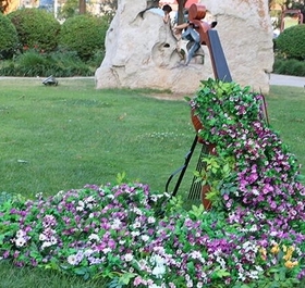 户外园林仿真大提琴创意花架摆件