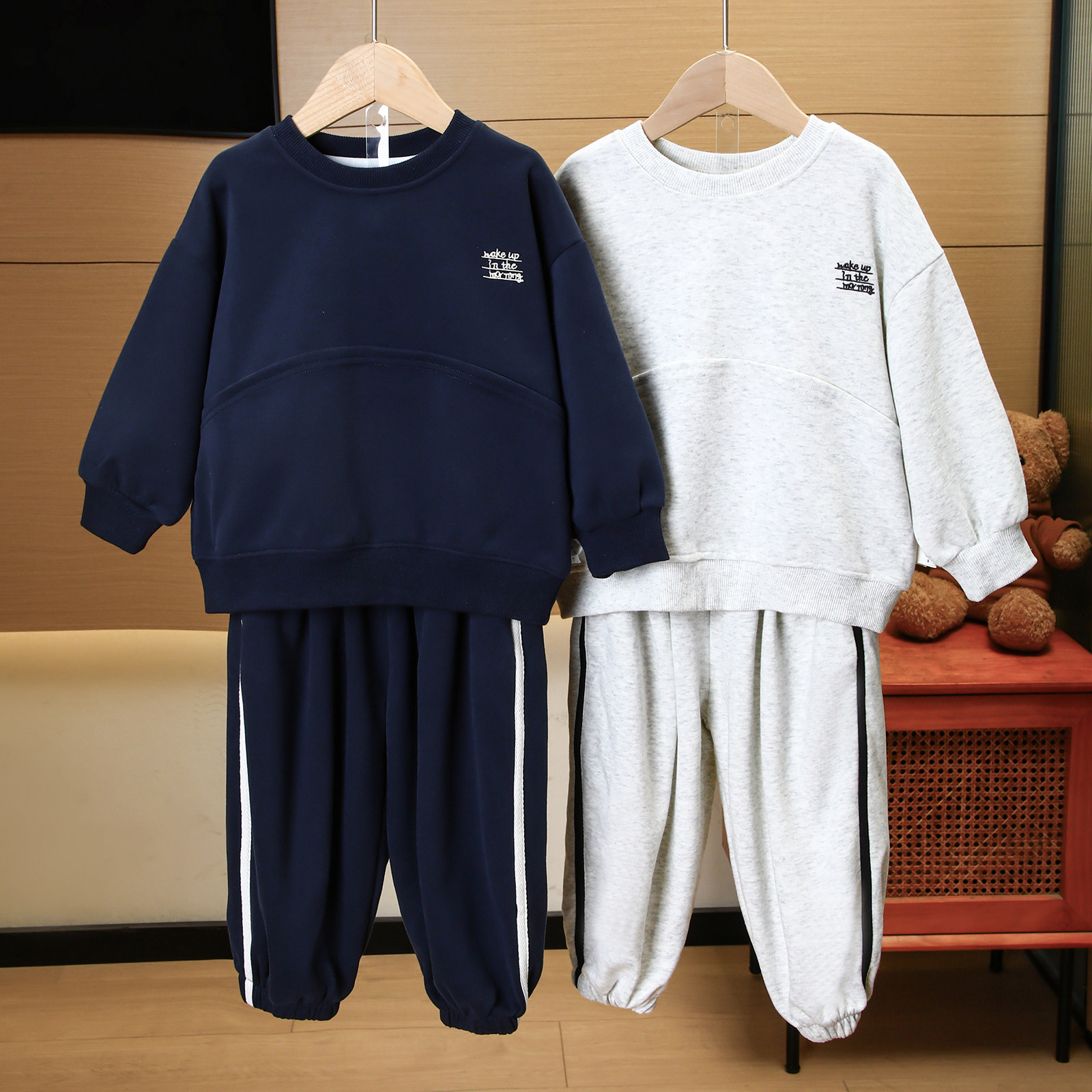 儿童春秋新款男女童休闲套装韩版宽松卫衣束脚裤两件套宝宝运动服