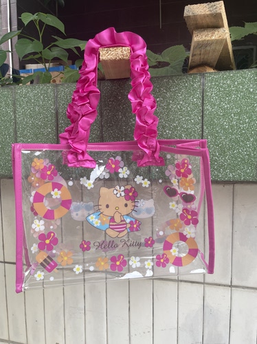 日单夏威夷猫黑皮PVC手提袋