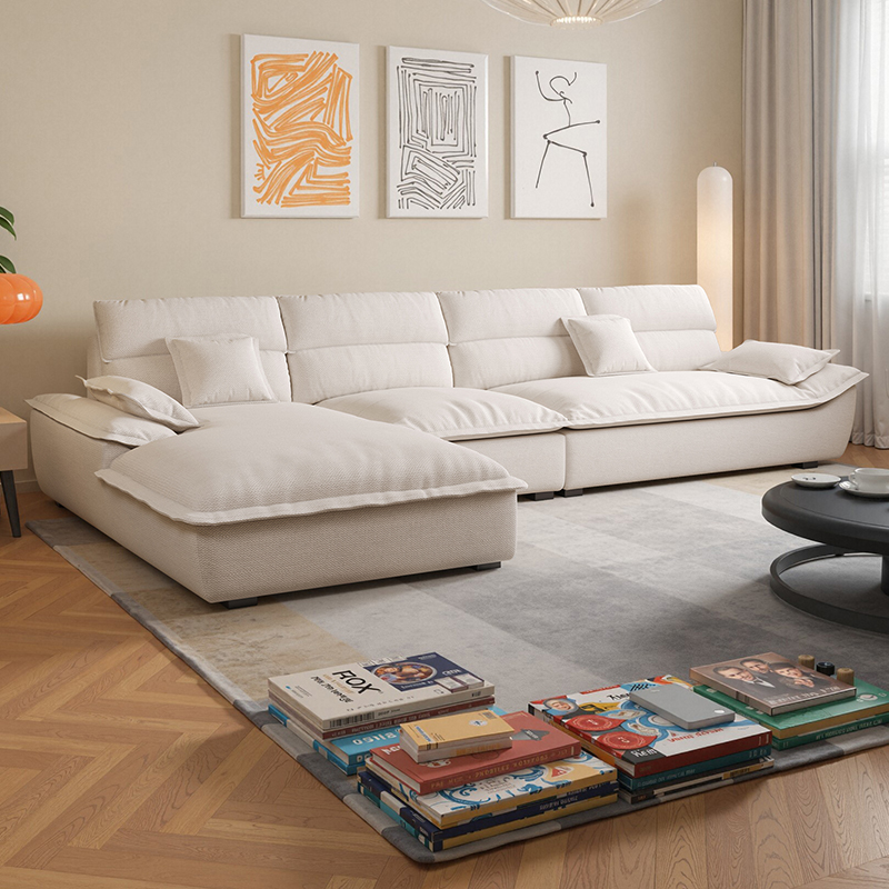 高靠背贵妃沙发2025新款奶油客厅超宽大坐深法式帆船转角布艺沙发