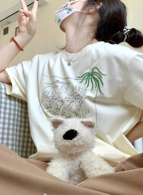 DISS BOOS 240G高克重重磅纯棉短袖t恤女男慵懒风设计感夏季宽松