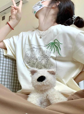 DISS BOOS 240G高克重重磅纯棉短袖t恤女男慵懒风设计感夏季宽松