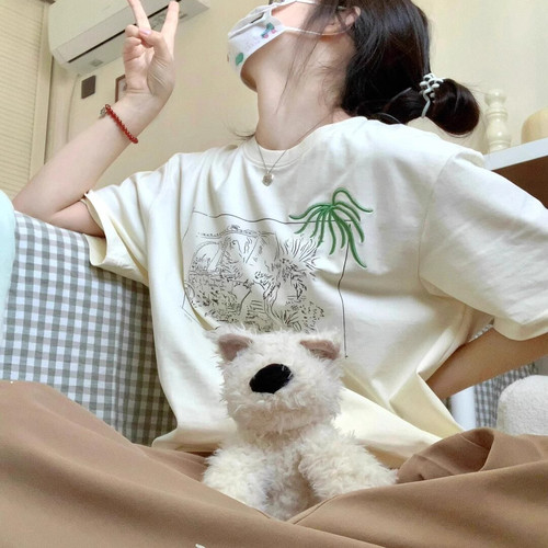 DISS BOOS 240G高克重重磅纯棉短袖t恤女男慵懒风设计感夏季宽松