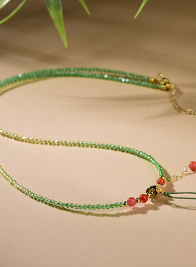 串珠原创手工设计对色渐变夏季小清新锁骨链南红玛瑙ins风挂链