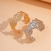 欧美跨境金属海螺纹路手镯时尚 简约潮流手环轻奢感百搭手饰女