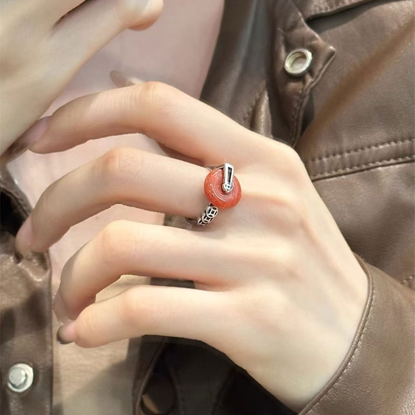 复古925银红翡翠戒指女新中式做旧可转动时尚活口食指戒,饰品/流行首饰/时尚饰品新,戒指/指环,淘宝优惠券,粉丝福利购,淘宝优惠卷