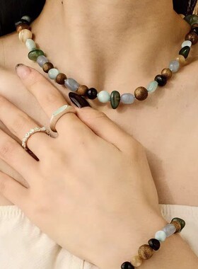 露珠天然石串珠项链气质轻奢百搭感毛衣项链小众串珠锁骨链女