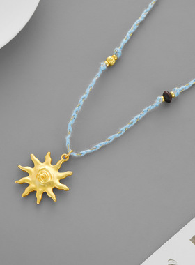 26年原创新款太阳项链 新中式春日清新混金银丝线可调节长款项链