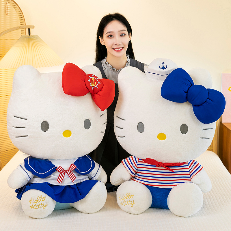 正版HelloKitty公仔哈喽kt毛绒玩具凯蒂猫玩偶抱枕娃娃生日礼物女