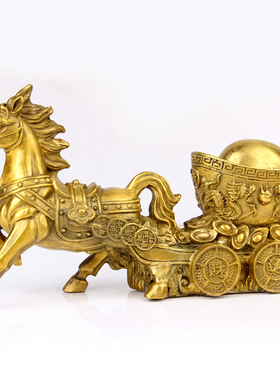 朴器 铜日进斗金马拉车摆件 铜马拉元宝摆件 铜马拉车摆件 铜马