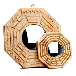 桃木八卦镜大小号凸镜凹镜阴阳镜摆件挂件工艺礼品家用门口窗