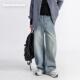 男女春秋设计阔腿拖地裤 Dashufulcrum美式 复古水洗做旧弯刀牛仔裤