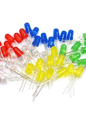 5MMLED灯珠发光二极管白发白翠绿色蓝色黄色紫色七彩慢闪 LED灯泡