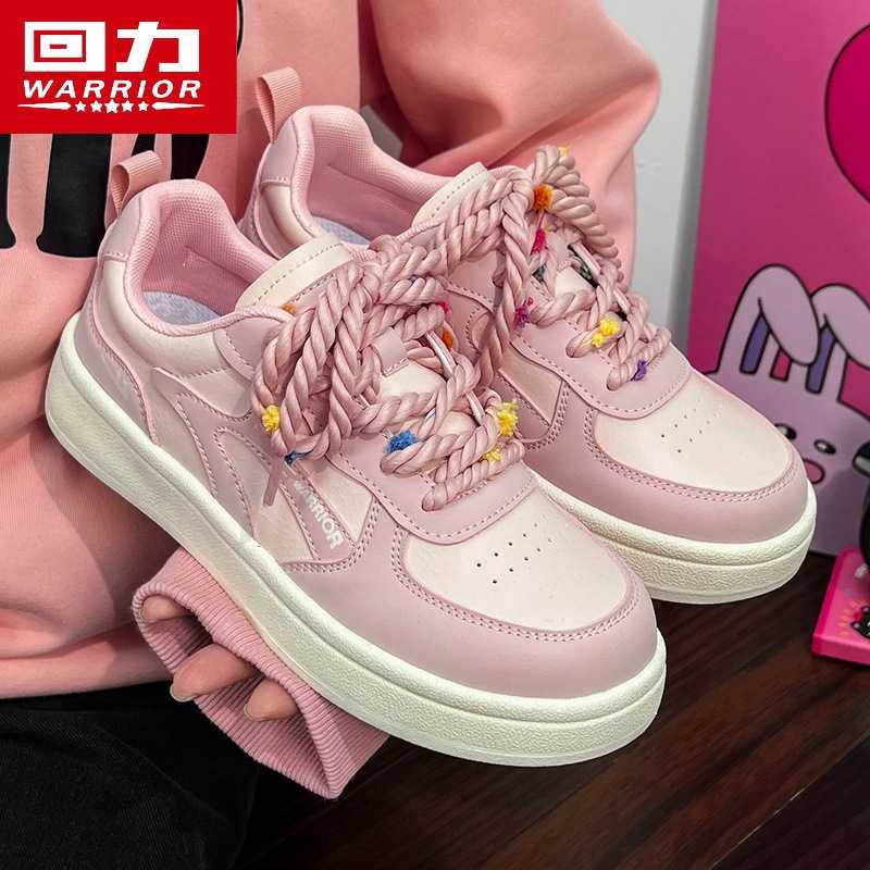 回力粉色少女小白鞋34