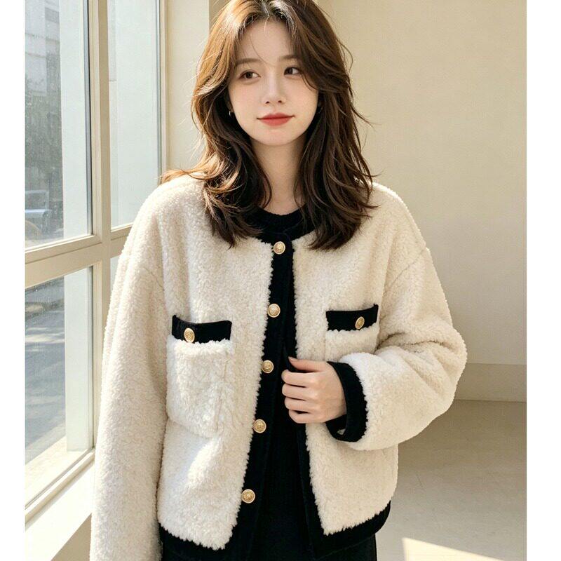 羊羔毛绒短外套女秋冬202