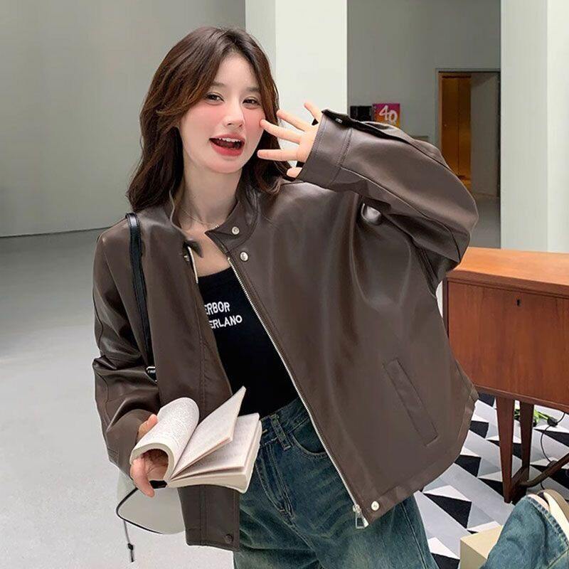 咖色皮衣外套女皮夹克202