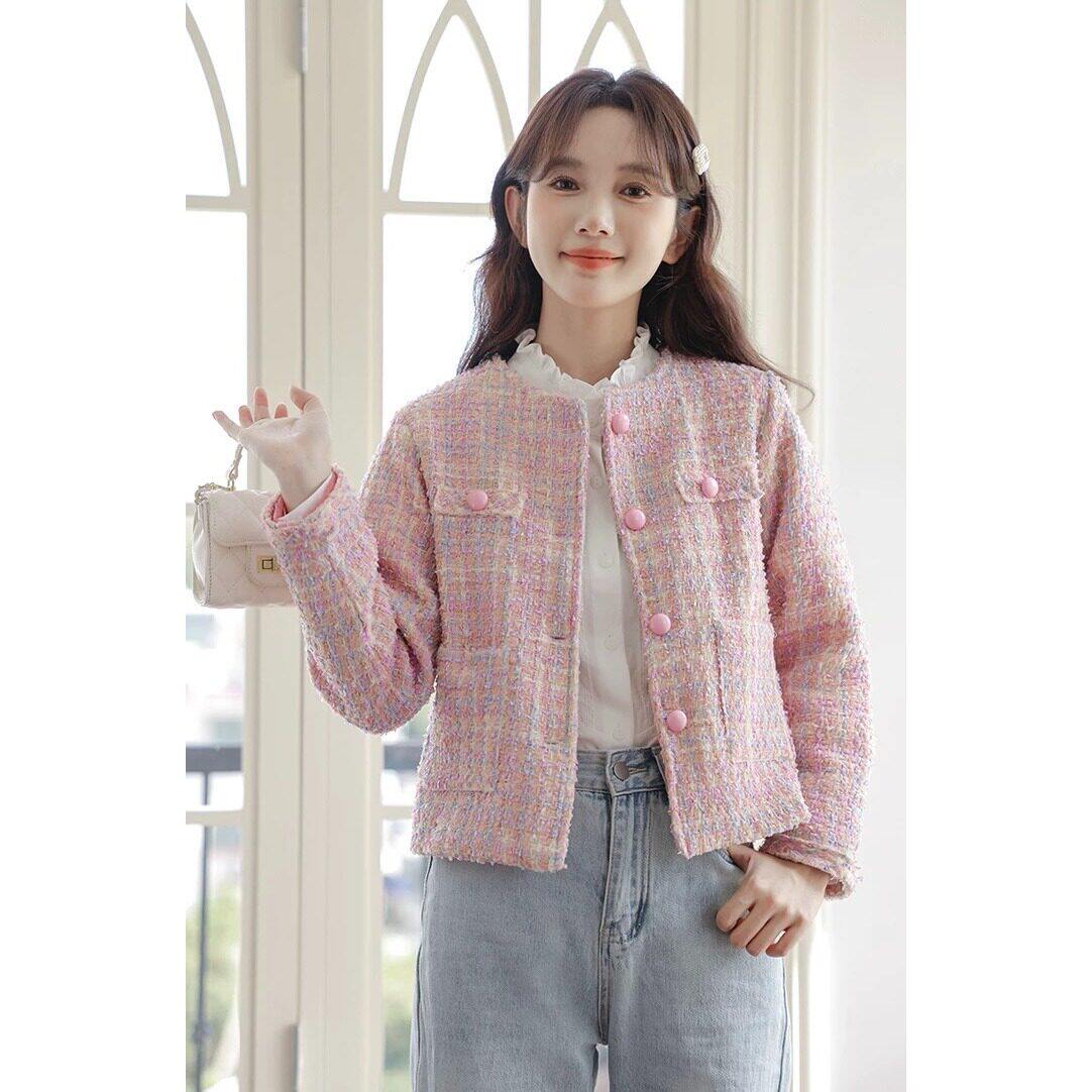 小香风女士粗花呢短外套