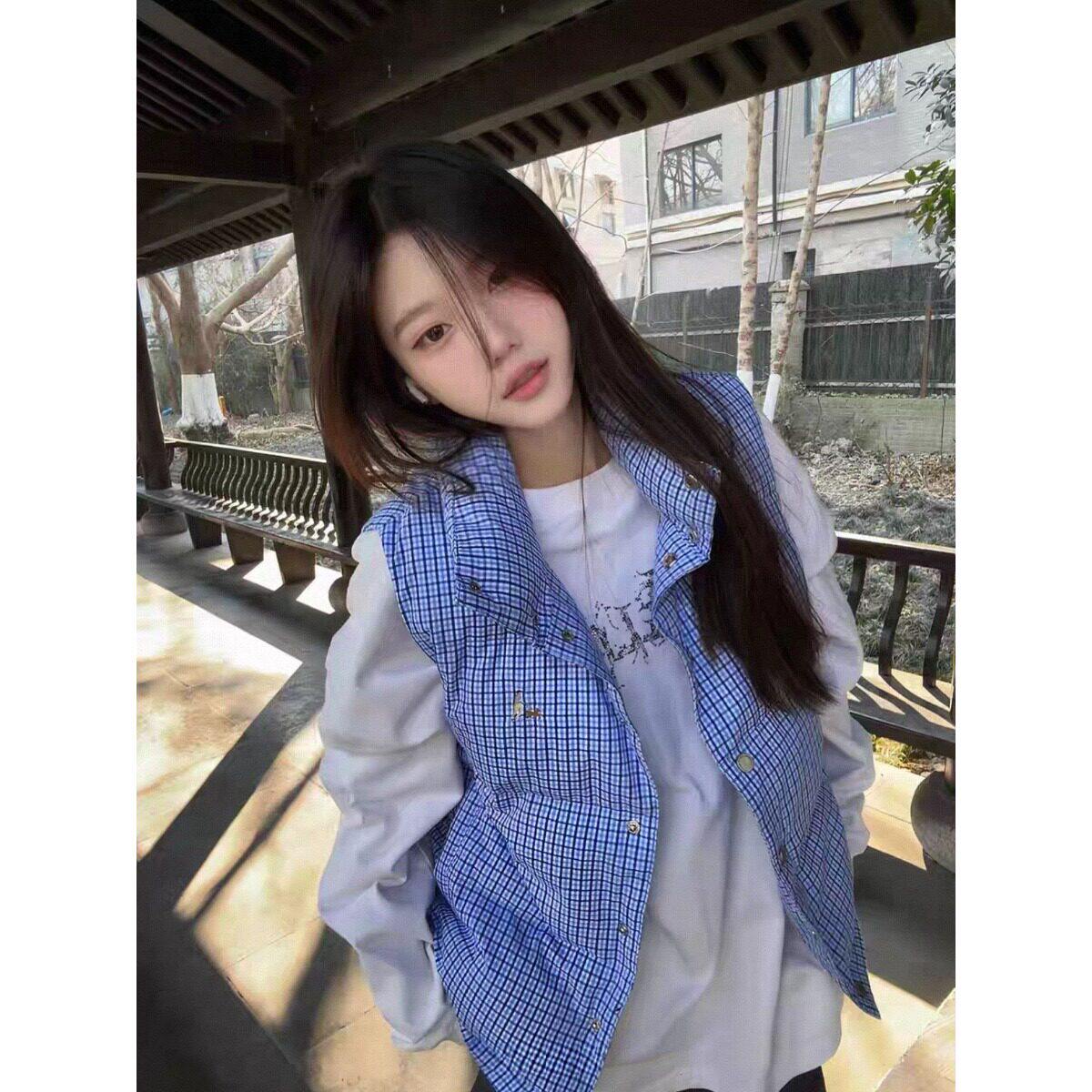 新款女无袖格纹格子2026