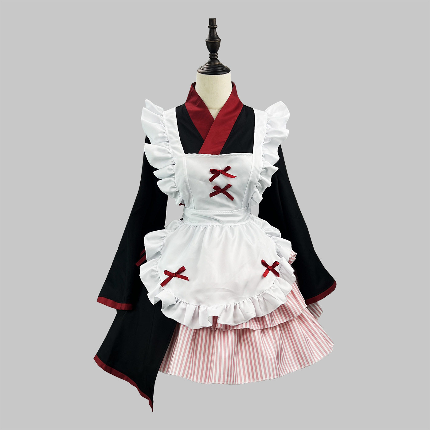 原创新品 日系和服女仆装cos大码Lolita可爱二次元长袖女佣制服