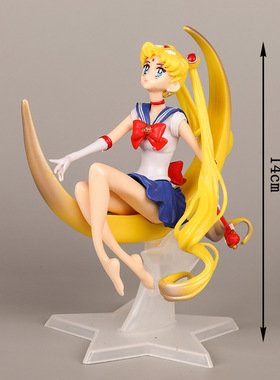 跨境 动漫 PVC实心 月亮美少女战士手办公仔摆件创意模型蛋糕装饰