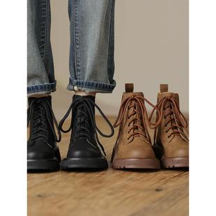 切尔西靴子厚底短靴 秋冬季 巨好穿 真皮英伦风马丁靴女2025年新款