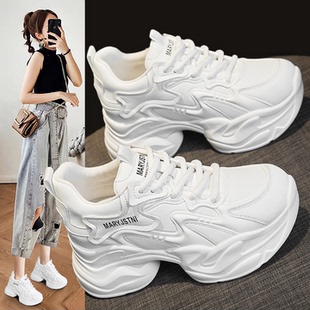 香港老爹鞋女2025秋冬季新款爆款白色加绒时尚休闲运动增高小白鞋