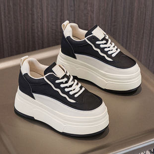 小个子真皮内增高厚底小白鞋女2026春季新款轻便9cm松糕鞋~全牛皮